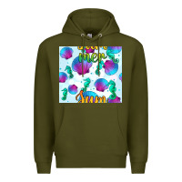 Army Green seahorse and sea shell seamless pattern Premium Hoodie - BundleAndBundleShop