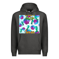 Charcoal Heather seahorse and sea shell seamless pattern Premium Hoodie - BundleAndBundleShop