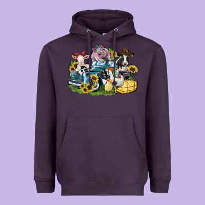Farm Animals Truck Heavyweight Hoodie Designed By Zillion Design Studio