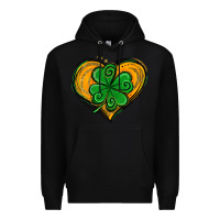 Black St. Patrick's Day Heart with Shamrock Premium Hoodie - Jasminsmagicworld