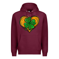 Burgundy St. Patrick's Day Heart with Shamrock Premium Hoodie - Jasminsmagicworld