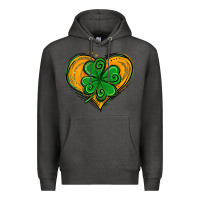 Charcoal Heather St. Patrick's Day Heart with Shamrock Premium Hoodie - Jasminsmagicworld