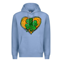 Colony Blue St. Patrick's Day Heart with Shamrock Premium Hoodie - Jasminsmagicworld