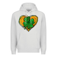 Dove Grey St. Patrick's Day Heart with Shamrock Premium Hoodie - Jasminsmagicworld