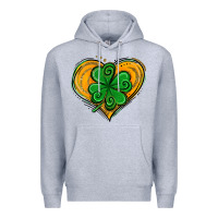 Heather Grey St. Patrick's Day Heart with Shamrock Premium Hoodie - Jasminsmagicworld