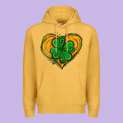 St. Patrick's Day Heart With Shamrock Premium Hoodie Designed By Jasminsmagicworld