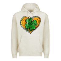 Oatmeal Heather St. Patrick's Day Heart with Shamrock Premium Hoodie - Jasminsmagicworld