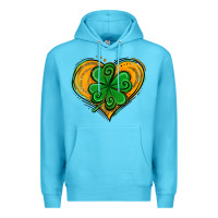 Ocean Blue St. Patrick's Day Heart with Shamrock Premium Hoodie - Jasminsmagicworld