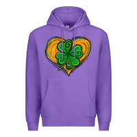 Purple St. Patrick's Day Heart with Shamrock Premium Hoodie - Jasminsmagicworld