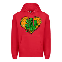 Red St. Patrick's Day Heart with Shamrock Premium Hoodie - Jasminsmagicworld
