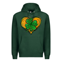 Sports Green St. Patrick's Day Heart with Shamrock Premium Hoodie - Jasminsmagicworld