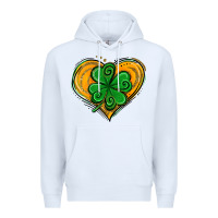 White St. Patrick's Day Heart with Shamrock Premium Hoodie - Jasminsmagicworld