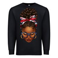 Black union jack flag afro messy bun Premium Sweatshirt - texasbilliewilder