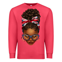 Cardinal union jack flag afro messy bun Premium Sweatshirt - texasbilliewilder
