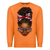 Carrot union jack flag afro messy bun Premium Sweatshirt - texasbilliewilder