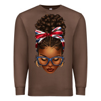 Chestnut union jack flag afro messy bun Premium Sweatshirt - texasbilliewilder