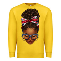 Lemon union jack flag afro messy bun Premium Sweatshirt - texasbilliewilder
