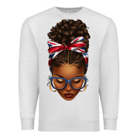 Oatmeal Heather union jack flag afro messy bun Premium Sweatshirt - texasbilliewilder