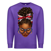 Purple union jack flag afro messy bun Premium Sweatshirt - texasbilliewilder