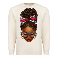 Sandshell union jack flag afro messy bun Premium Sweatshirt - texasbilliewilder