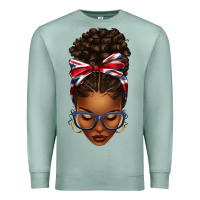 Seafoam union jack flag afro messy bun Premium Sweatshirt - texasbilliewilder