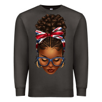 Smoke union jack flag afro messy bun Premium Sweatshirt - texasbilliewilder