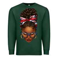 Sports Green union jack flag afro messy bun Premium Sweatshirt - texasbilliewilder