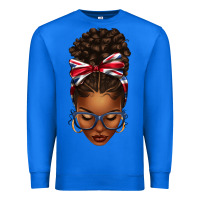 True Royal union jack flag afro messy bun Premium Sweatshirt - texasbilliewilder
