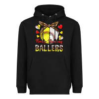 Black busy raising ballers with baseball and softball Heavyweight Hoodie - texasbilliewilder