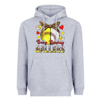 Heather Grey busy raising ballers with baseball and softball Heavyweight Hoodie - texasbilliewilder