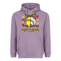 Lavender busy raising ballers with baseball and softball Heavyweight Hoodie - texasbilliewilder