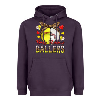 Plum busy raising ballers with baseball and softball Heavyweight Hoodie - texasbilliewilder