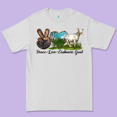 Peace Love Cashmere Goat Premium Tee Designed By Lillyallendesigns