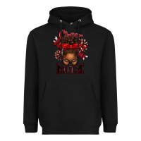 Black cheer mom afro messy bun Heavyweight Hoodie - texasbilliewilder