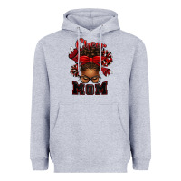 Heather Grey cheer mom afro messy bun Heavyweight Hoodie - texasbilliewilder