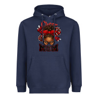 Navy cheer mom afro messy bun Heavyweight Hoodie - texasbilliewilder