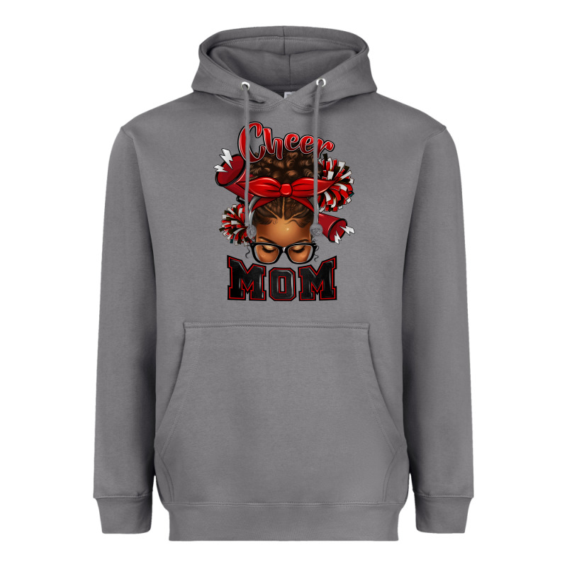 Cheer Mom Afro Messy Bun Heavyweight Hoodie by texasbilliewilder | Teevron