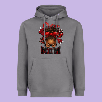 Heavyweight Hoodie cheer mom afro messy bun