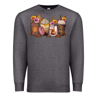 Charcoal Heather leopard rose glitter flowers coffee cups Premium Sweatshirt - Zillion Design Studio