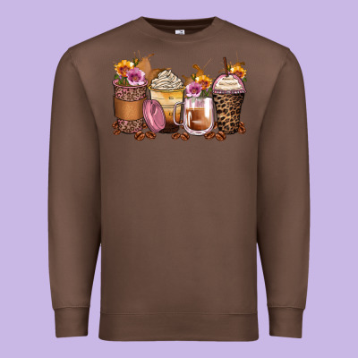 Leopard Rose Glitter Flowers Coffee Cups Premium Sweatshirt Designed By Zillion Design Studio