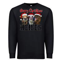 Black merry christmas heifer Premium Sweatshirt - RanaPortraitStore