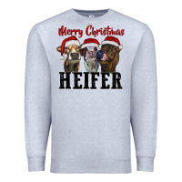 Heather Grey merry christmas heifer Premium Sweatshirt - RanaPortraitStore