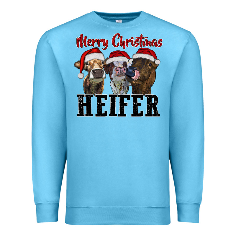Merry Christmas Heifer Premium Sweatshirt by RanaPortraitStore | Teevron