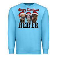 Ocean Blue merry christmas heifer Premium Sweatshirt - RanaPortraitStore