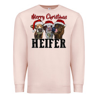 Pale Pink merry christmas heifer Premium Sweatshirt - RanaPortraitStore
