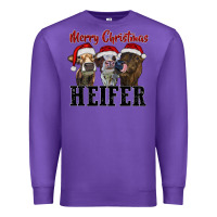 Purple merry christmas heifer Premium Sweatshirt - RanaPortraitStore