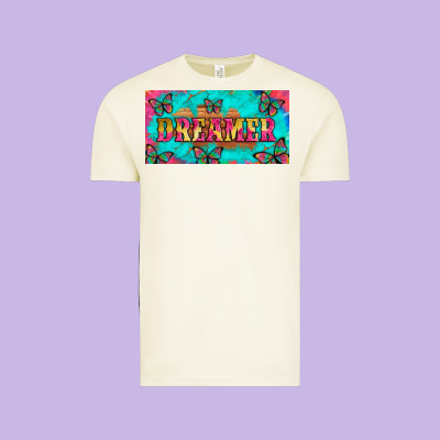 Dreamer With Butterfly And Tie Dye  Licance  Plate Vintage Tee Designed By Artiststas