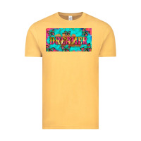 Vintage Mustard dreamer with butterfly and tie dye  licance  plate Vintage Tee - Artiststas