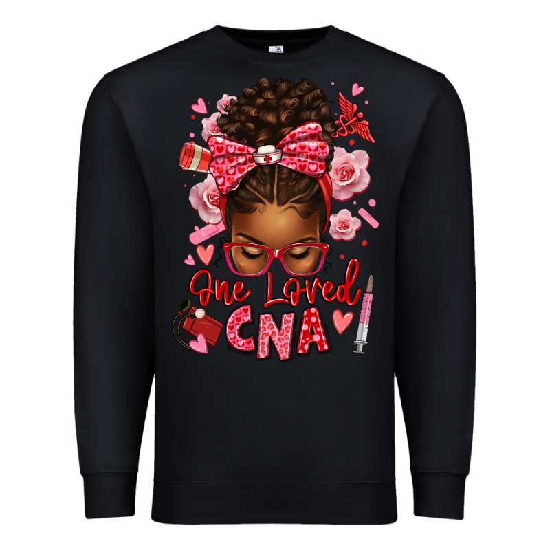 One Loved Cna Afro Messy Bun Premium Sweatshirt by texasbilliewilder | Teevron