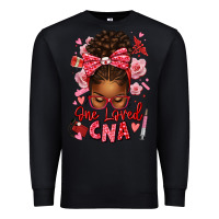 Black one loved cna afro messy bun Premium Sweatshirt - texasbilliewilder